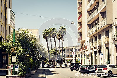 Syracuse, Sicily, Italy â€“ august 12, 2018: View of old street, facades of ancient buildings Editorial Stock Photo